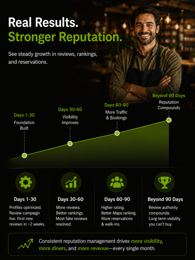 Growth and reputation timeline in restaurant business