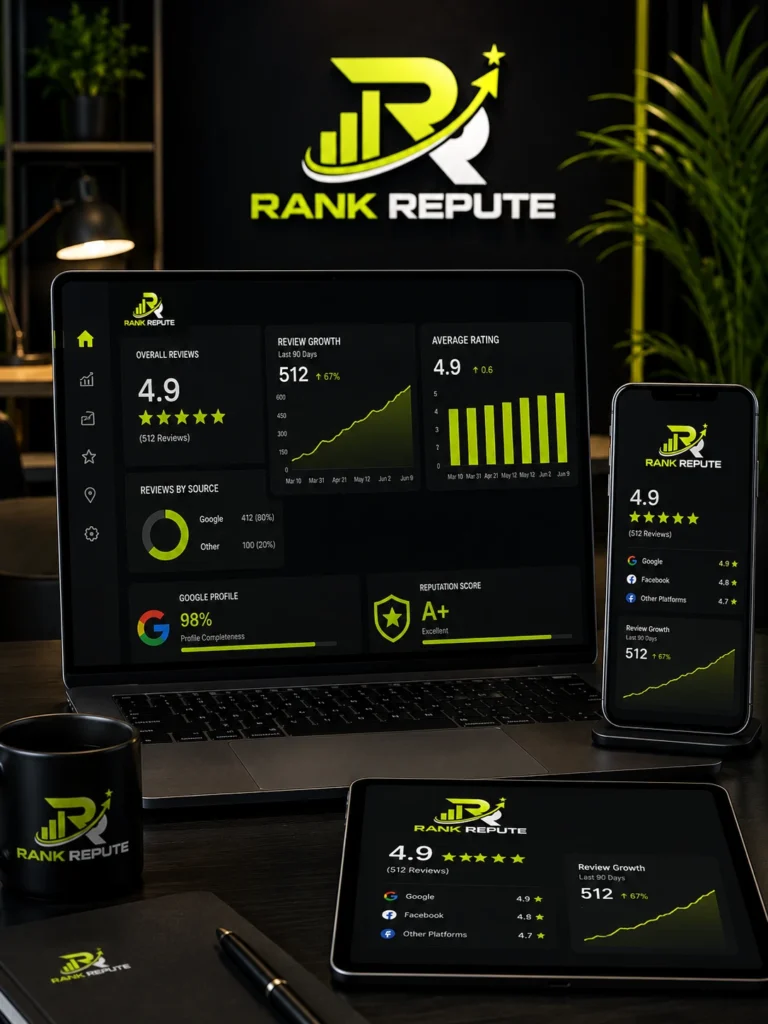 Business owner reviewing consistent brand presence across platforms