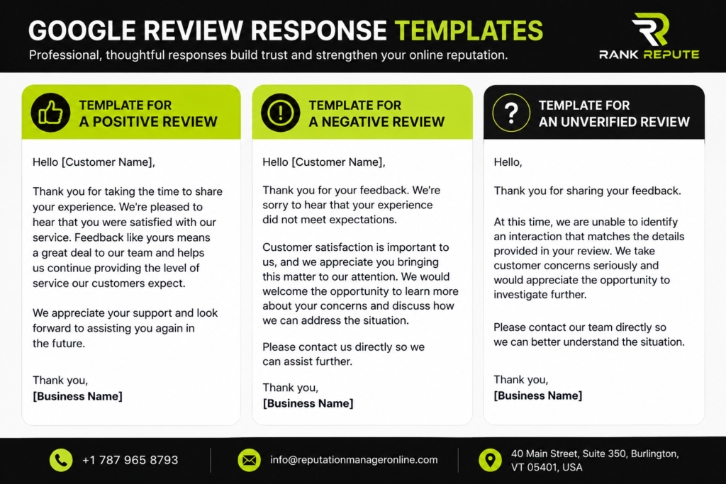 Google Review Response Templates Businesses Can Use