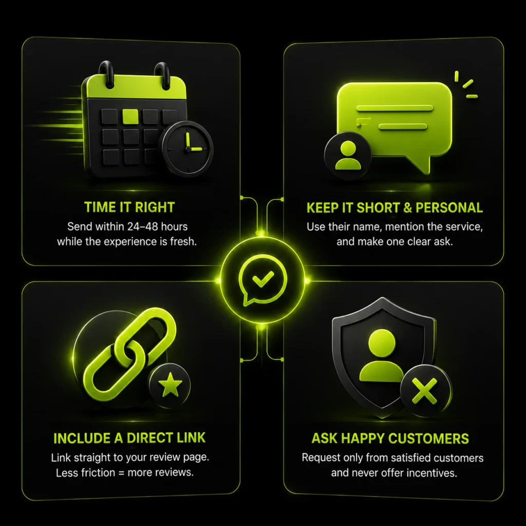 Futuristic review request infographic
